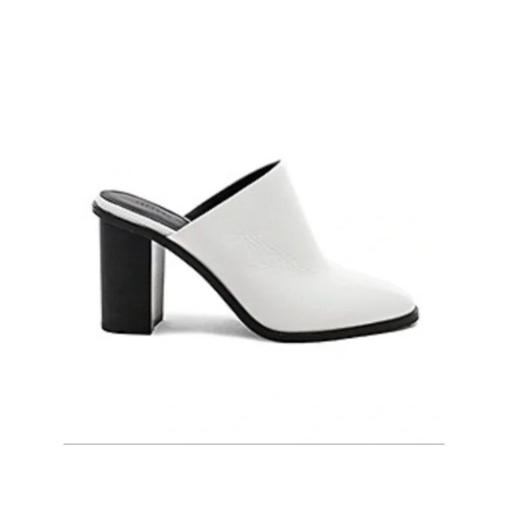REBECCA MINKOFF Womens White Gavra Slip On Leather Heeled Mules Shoes 8 M - Picture 3 of 3